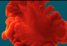 The Art of Science / The Science of Art Image of red paint dropped into water