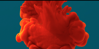 The Art of Science / The Science of Art Image of red paint dropped into water