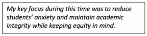 pull quote "My key focus during this time was to reduce students' anxiety"